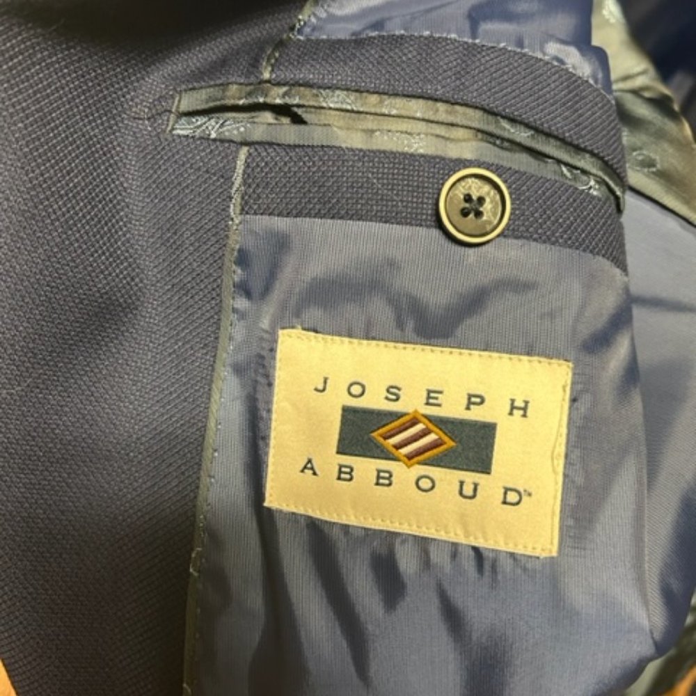 Mens 50R Slim Fit Joseph Abboud Navy Blazer Suit Jacket - Picture 7 of 9